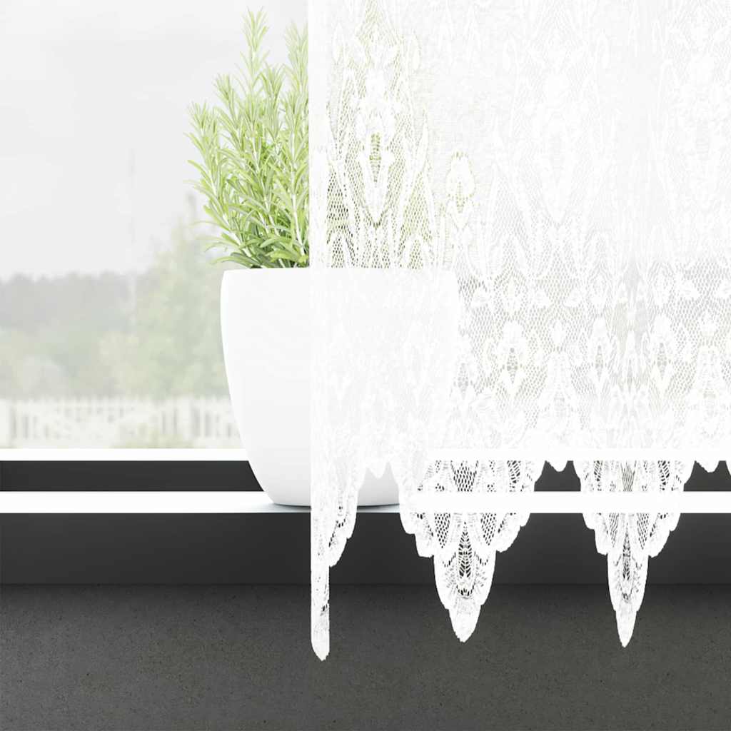 Lace Curtain with Curtains White 500x160cm Polyester